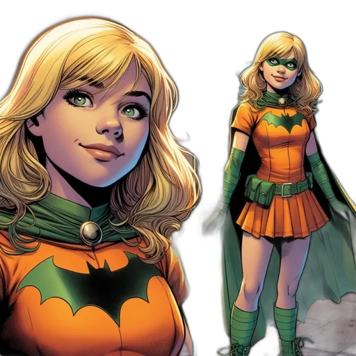 comic book art, concept art, green, young, woman, wearing, superhero, costume transparent PNG cut-out