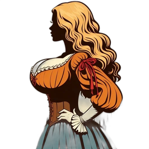dress, hair, crown, comic book art, concept art, cartoon, fantasy art, woman transparent PNG cut-out