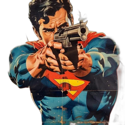 weapon, comic book art, concept art, photorealistic, cartoon, superhero, resembling, superman transparent PNG cut-out