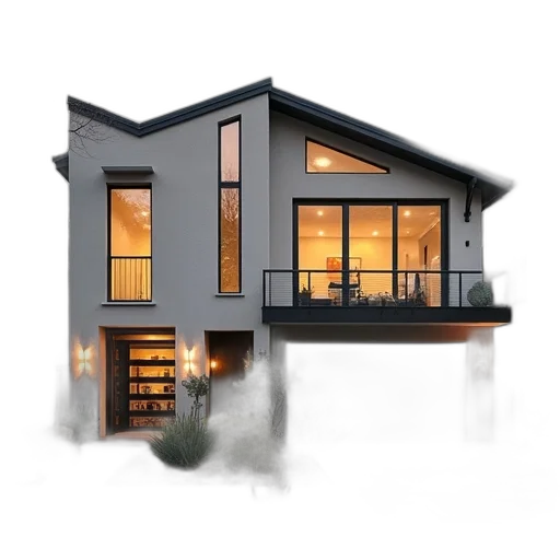 building, furniture, 3d render, photorealistic, concept art, pixel art, monochrome, dark transparent PNG cut-out