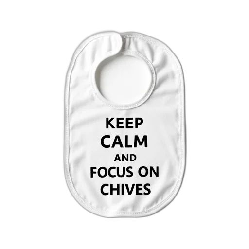 white, baby, bib, black, text, reads, keep, calm transparent PNG cut-out