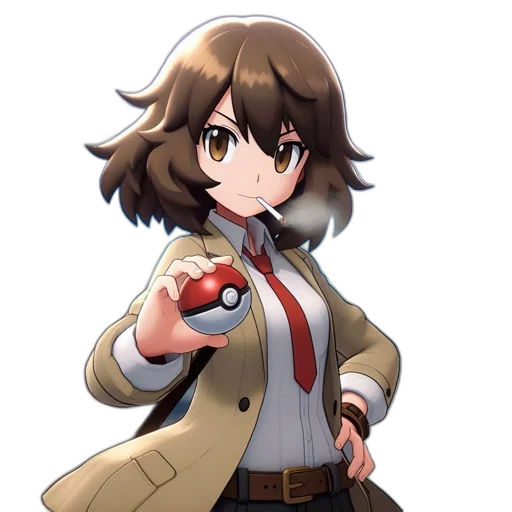 jacket, staff, weapon, animal, anime, pixel art, concept art, cartoon transparent PNG cut-out