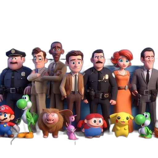 staff, 3d render, concept art, cartoon, assortment, diverse, animated, characters transparent PNG cut-out