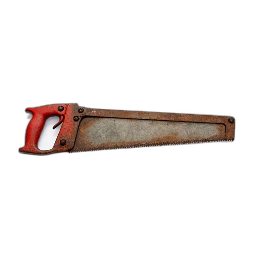 weapon, sword, staff, furniture, 3d render, rusty, old-fashioned, saw transparent PNG cut-out