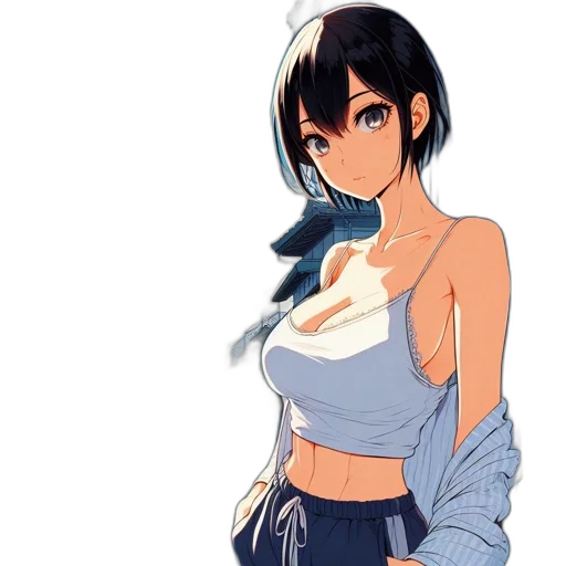 dress, jacket, weapon, staff, anime, pixel art, concept art, cartoon transparent PNG cut-out