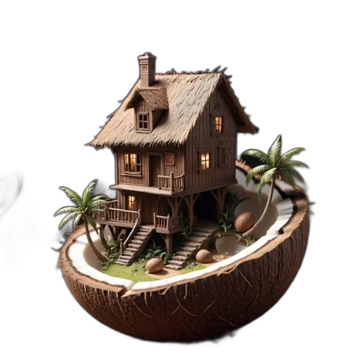building, furniture, 3d render, concept art, photorealistic, fantasy art, beach, halved transparent PNG cut-out