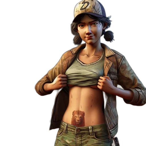 concept art, 3d render, comic book art, photorealistic, young, woman, wears, green transparent PNG cut-out
