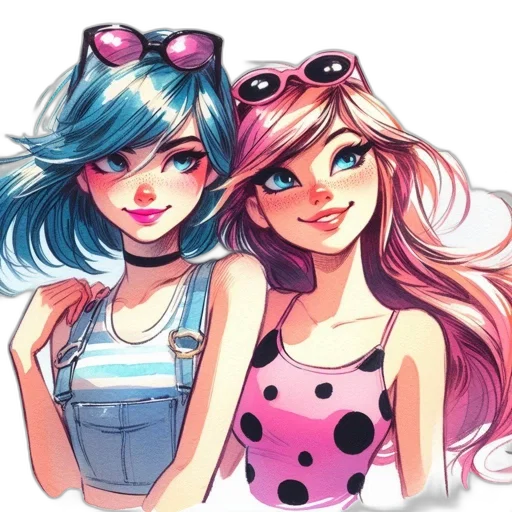 anime, cartoon, watercolor, concept art, pastel, blue, colorful, neon transparent PNG cut-out