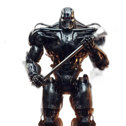 robot, weapon, concept art, 3d render, comic book art, photorealistic, menacing, heavy-armored transparent PNG cut-out