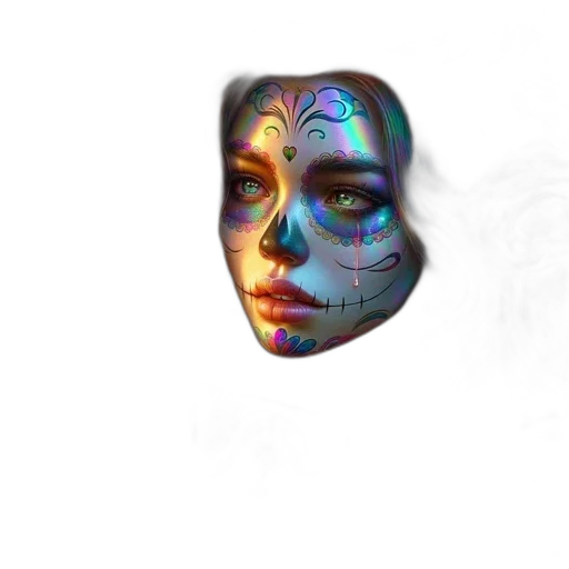 mask, face, robot, jewelry, photorealistic, 3d render, concept art, cyberpunk transparent PNG cut-out