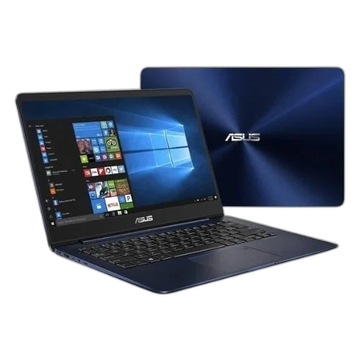 asus, laptop, blue, metallic, finish, displaying, windows, start transparent PNG cut-out