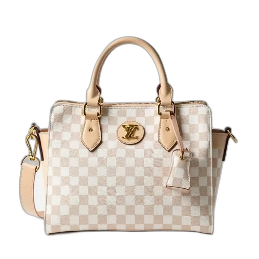pastel, white, beige, checkered, patterned, handbag, gold, buckle transparent PNG cut-out