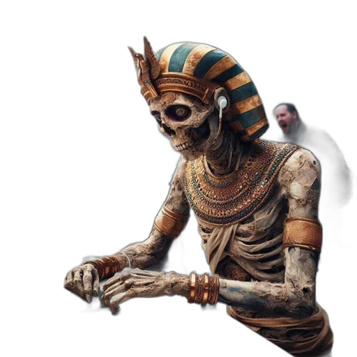 mask, creature, staff, jewelry, concept art, fantasy art, 3d render, photorealistic transparent PNG cut-out