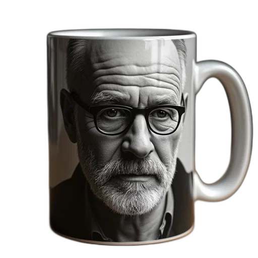 face, photorealistic, 3d render, cartoon, fantasy art, mug, says, heisenberg transparent PNG cut-out