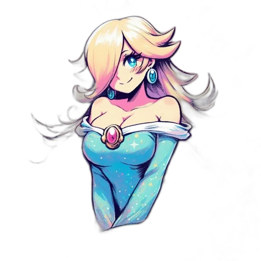 dress, crown, hair, staff, pixel art, concept art, watercolor, fantasy art transparent PNG cut-out