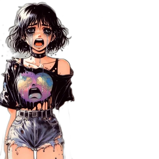 dress, face, mask, jacket, anime, watercolor, vaporwave, pixel art transparent PNG cut-out