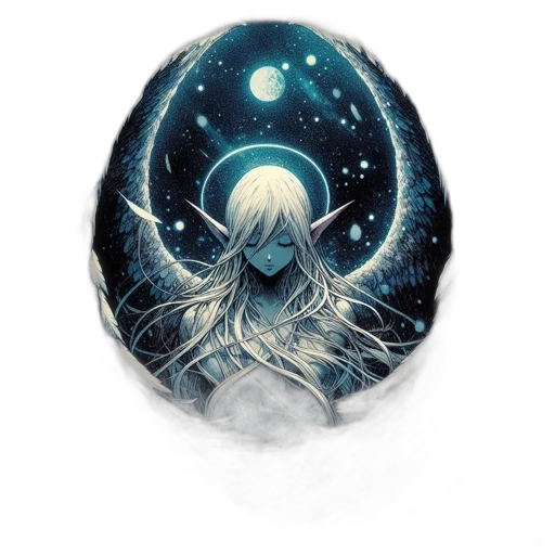 mask, hair, creature, jacket, fantasy art, concept art, comic book art, watercolor transparent PNG cut-out