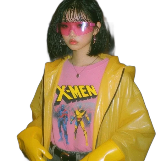 jacket, mask, robot, face, cyberpunk, vaporwave, 3d render, concept art transparent PNG cut-out