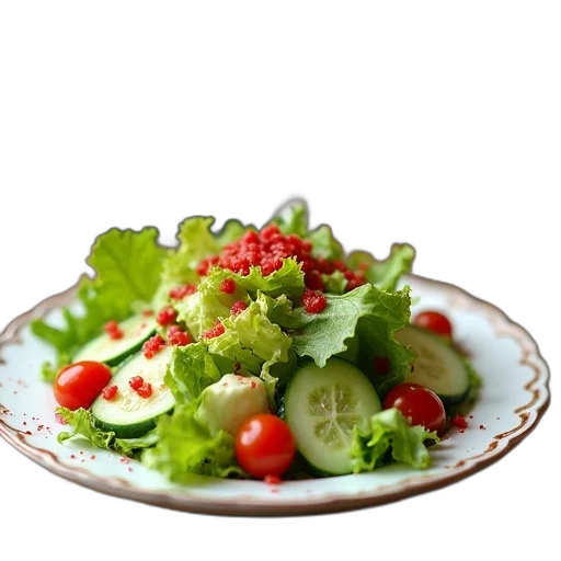 food, crown, weapon, photorealistic, 3d render, plate, salad, lettuce transparent PNG cut-out