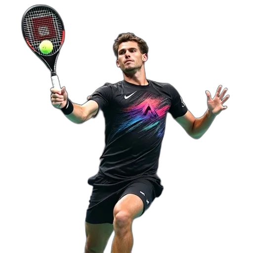 staff, male, tennis, player, action, court, holding, racket transparent PNG cut-out