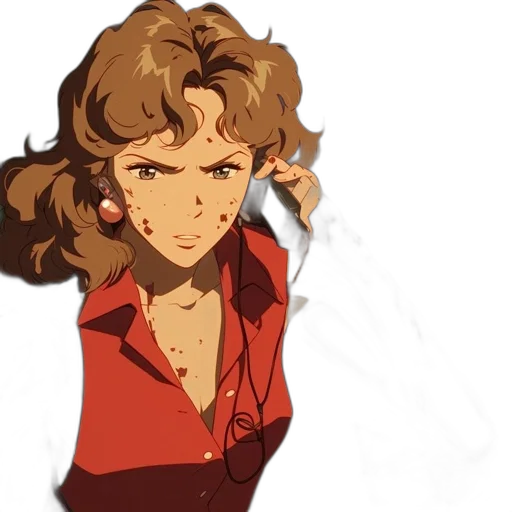 jacket, face, anime, concept art, pixel art, cartoon, red, golden transparent PNG cut-out