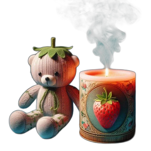 3d render, photorealistic, fire, plush, bear, toy, leaf-like, accessory transparent PNG cut-out