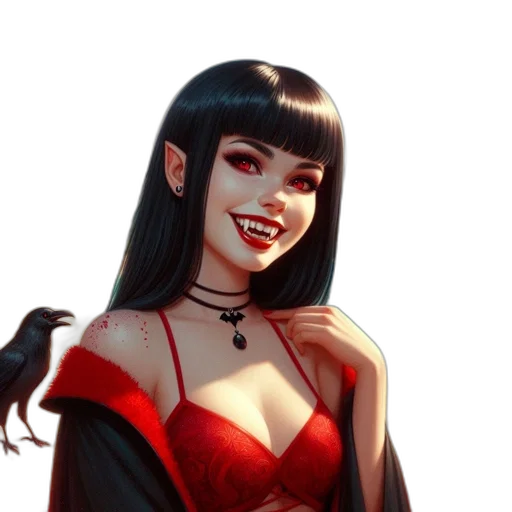 dress, face, fantasy art, concept art, comic book art, anime, red, dark transparent PNG cut-out