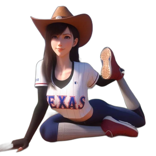 hat, concept art, pixel art, fantasy art, cartoon, animated, texas-themed, female transparent PNG cut-out