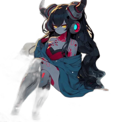 mask, creature, robot, dress, concept art, pixel art, cyberpunk, anime transparent PNG cut-out