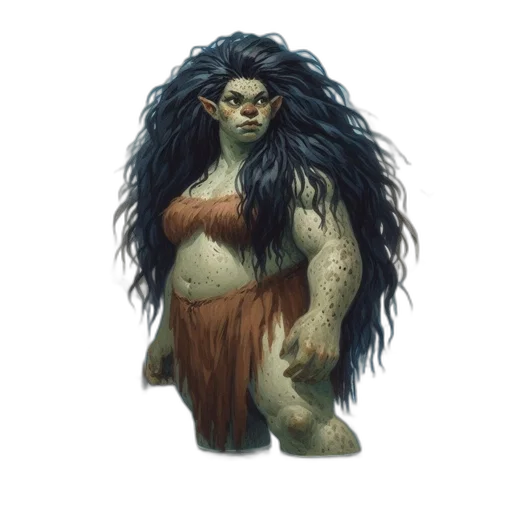 creature, hair, animal, concept art, fantasy art, pixel art, comic book art, green-skinned transparent PNG cut-out