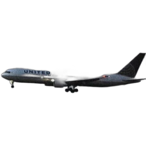 photorealistic, united, airlines, airplane, seen, flight, over, water transparent PNG cut-out