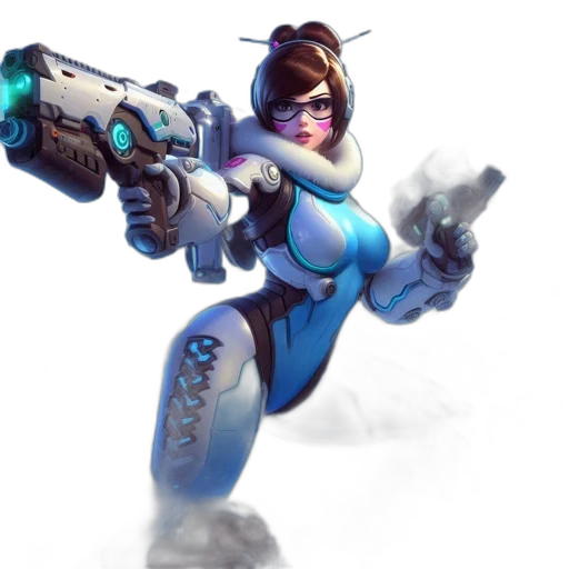 robot, weapon, staff, jacket, concept art, 3d render, cyberpunk, fantasy art transparent PNG cut-out