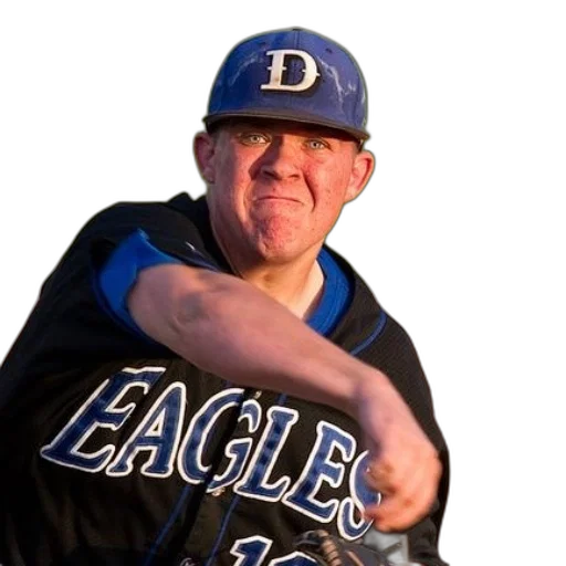 baseball, player, wearing, black, blue, uniform, word, eagles transparent PNG cut-out