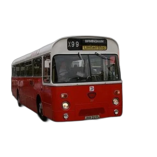3d render, photorealistic, red, white, bus, destination, birmingham, front transparent PNG cut-out