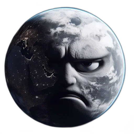 face, photorealistic, concept art, comic book art, 3d render, outer space, illustration, earth transparent PNG cut-out