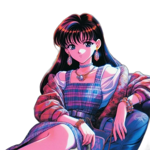 jacket, dress, jewelry, face, vaporwave, anime, cyberpunk, concept art transparent PNG cut-out