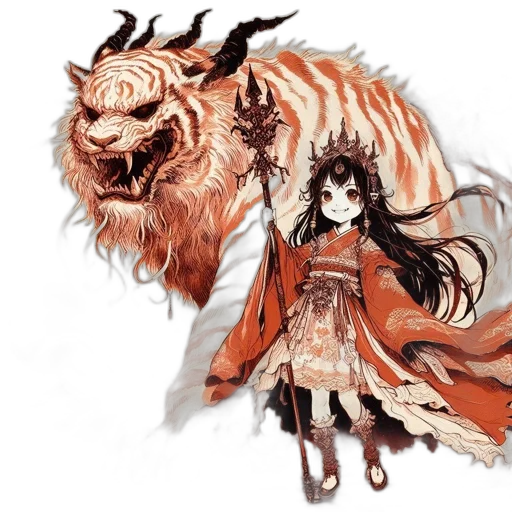 dragon, creature, animal, dress, fantasy art, concept art, watercolor, anime transparent PNG cut-out