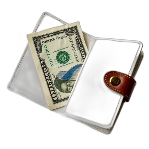 jewelry, white, leather, wallet, magnetic, snap, closure, open transparent PNG cut-out