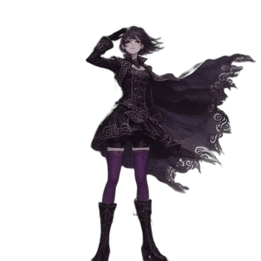 dress, staff, jacket, mask, concept art, fantasy art, pixel art, 3d render transparent PNG cut-out