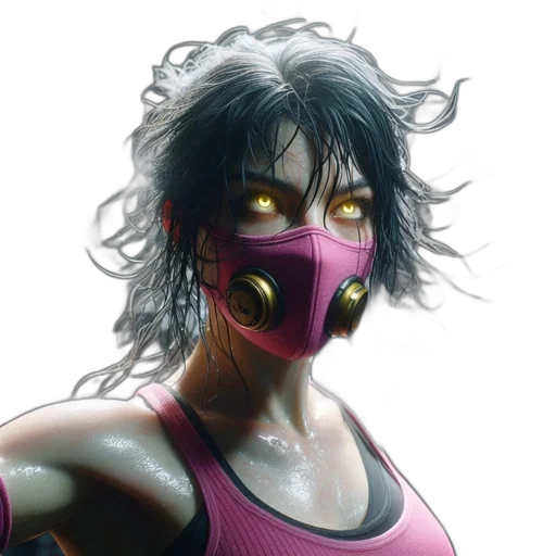 mask, face, creature, cyberpunk, concept art, comic book art, anime, neon transparent PNG cut-out