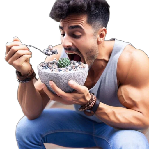 food, man, dark, hair, beard, gray, tank, top transparent PNG cut-out