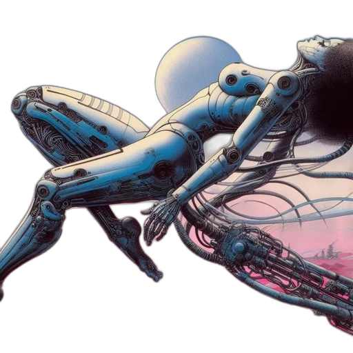 robot, creature, animal, jewelry, concept art, cyberpunk, comic book art, vaporwave transparent PNG cut-out