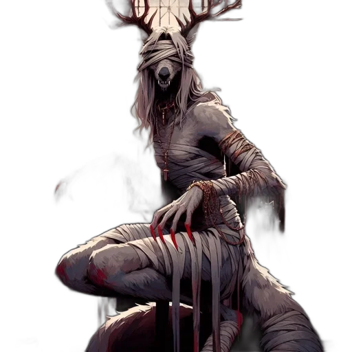 creature, animal, staff, mask, concept art, fantasy art, pixel art, comic book art transparent PNG cut-out
