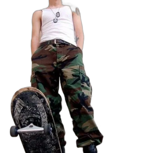 concept art, photorealistic, 3d render, cyberpunk, person, wearing, camo, pants transparent PNG cut-out