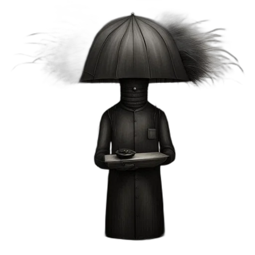 umbrella, hat, staff, dress, concept art, 3d render, fantasy art, photorealistic transparent PNG cut-out