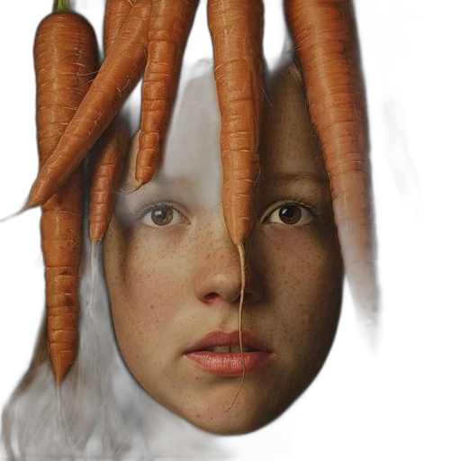 mask, face, hair, food, photorealistic, 3d render, concept art, young transparent PNG cut-out