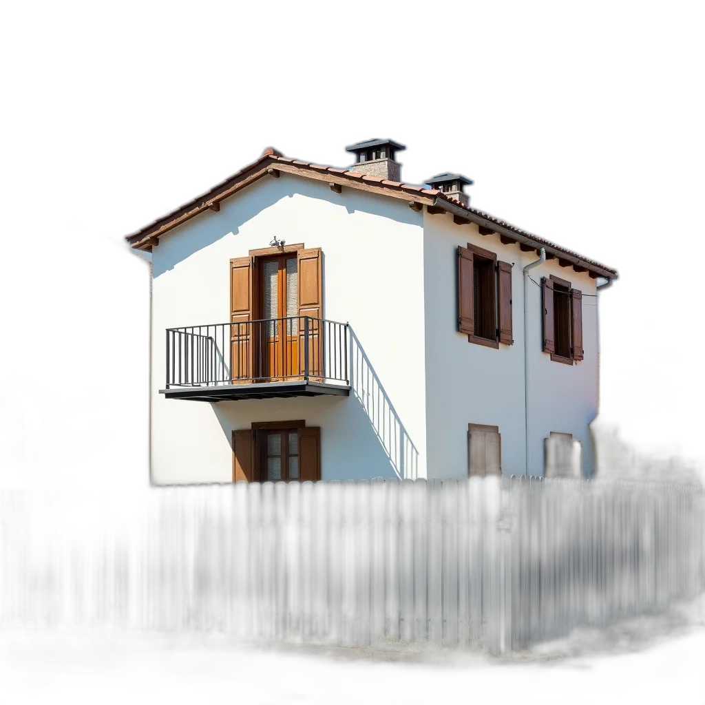 building, furniture, 3d render, photorealistic, concept art, night, two-story, white transparent PNG cut-out