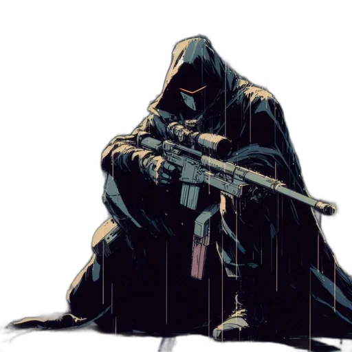 weapon, jacket, concept art, comic book art, cyberpunk, pixel art, dark, nighttime transparent PNG cut-out