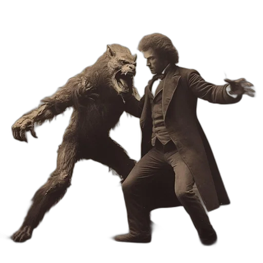 animal, creature, mask, concept art, formal-dressed, man, stands, defiant transparent PNG cut-out