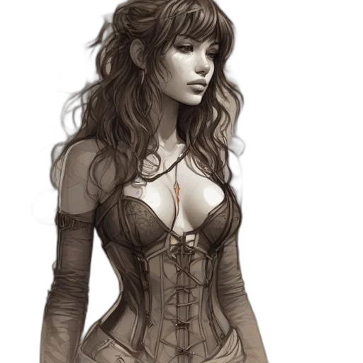 dress, fantasy art, concept art, comic book art, photorealistic, dark, earth tones, monochrome transparent PNG cut-out